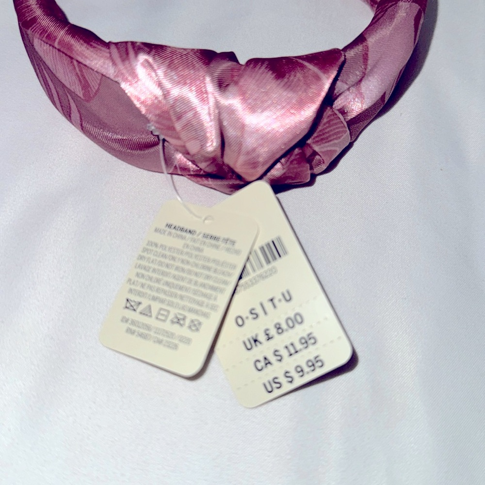 Victorias secret pink satin tropic print knot headband - Picture 2 of 2